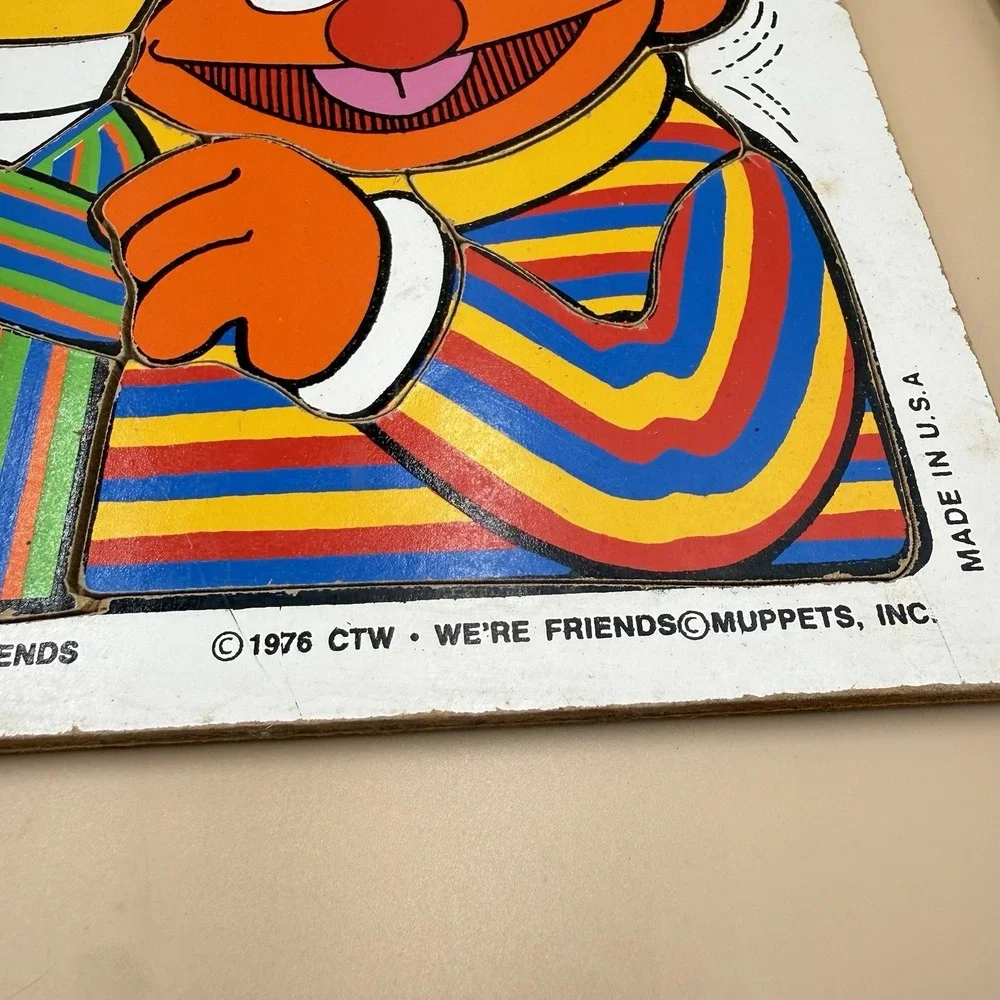 Playskool Wooden Puzzles Lot of 2 Garfield Bert & Ernie 1970s Retro Collectible